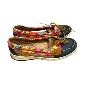 Sperry top sider floral and navy shoes size 6